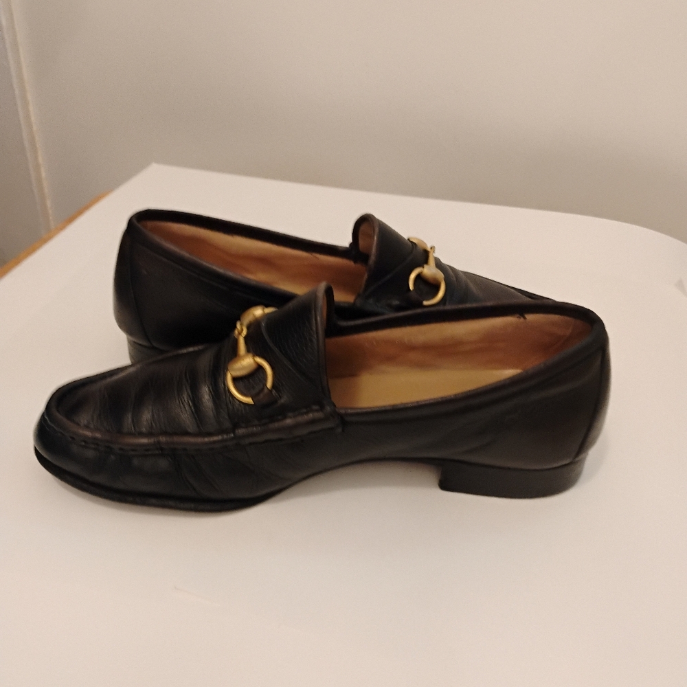 GUCCI HORSE BIT MENS LOAFERS Leather Gold Horsebit Size 9D - Picture 15 of 16